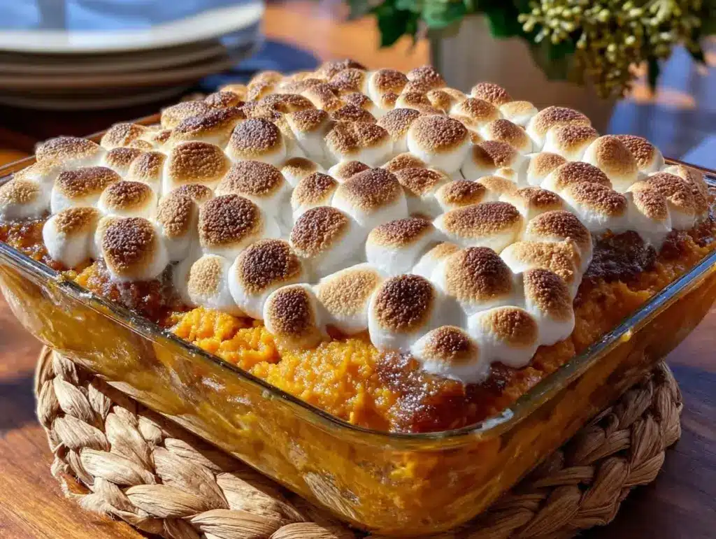 sweet potato casserole with marshmallows - featured image