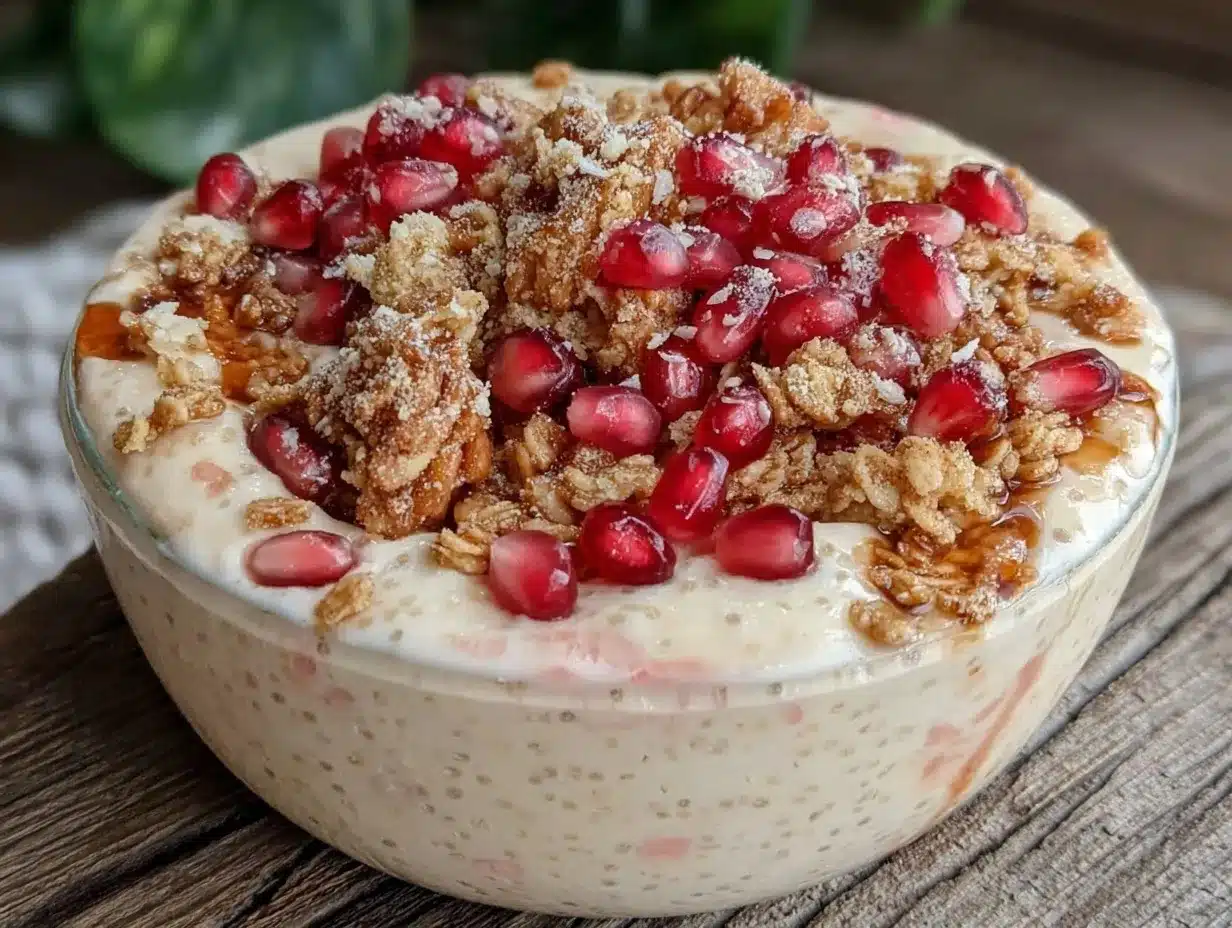 Valentines alcoholic chia pudding bowl preparation steps