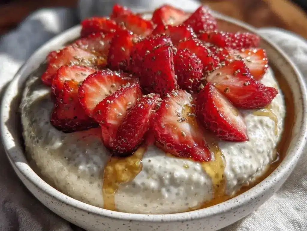 valentines day chia pudding bowl - featured image