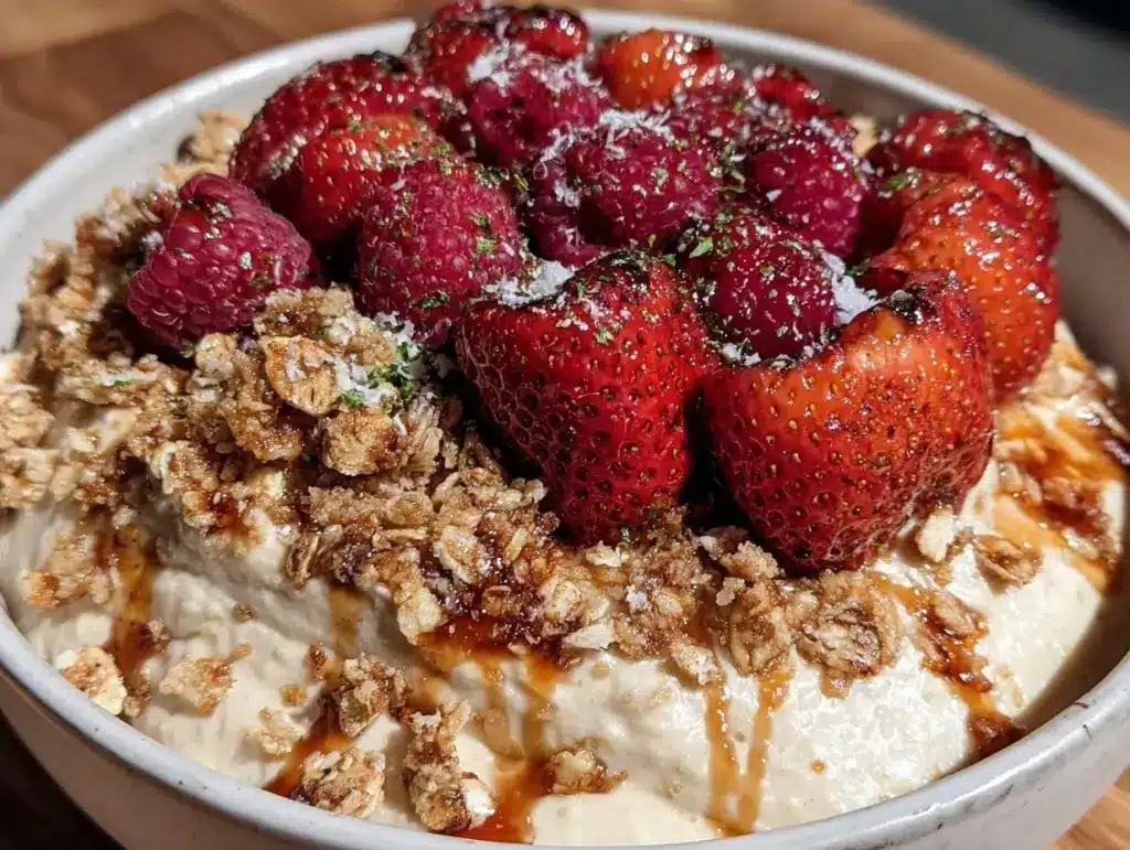 valentines mocktail oatmeal bowl - featured image