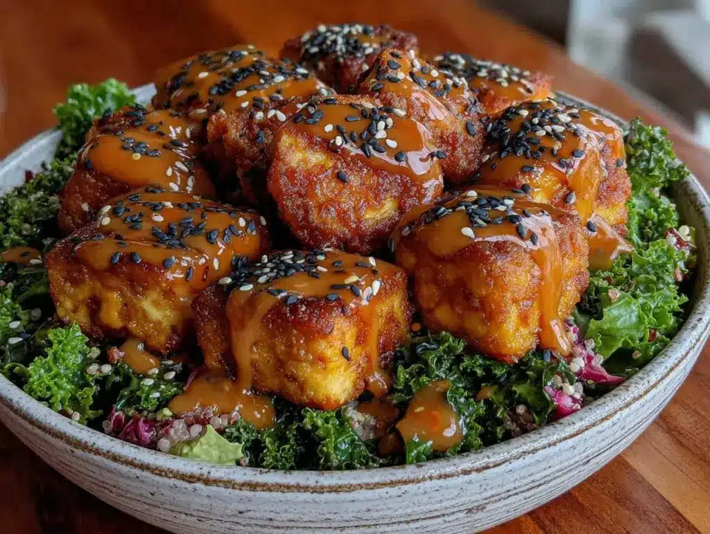 vibrant nourish bowl with ginger garlic tofu - featured image