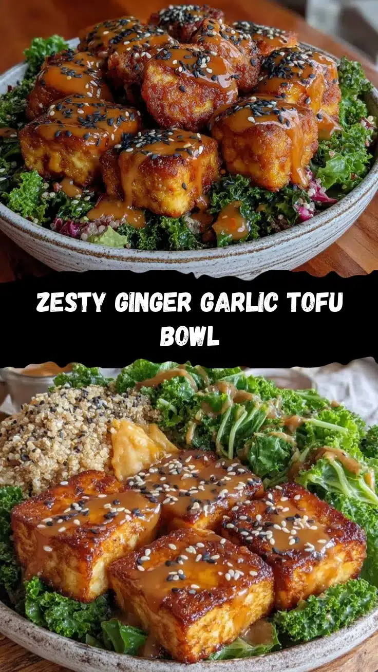 vibrant nourish bowl with ginger garlic tofu recipe