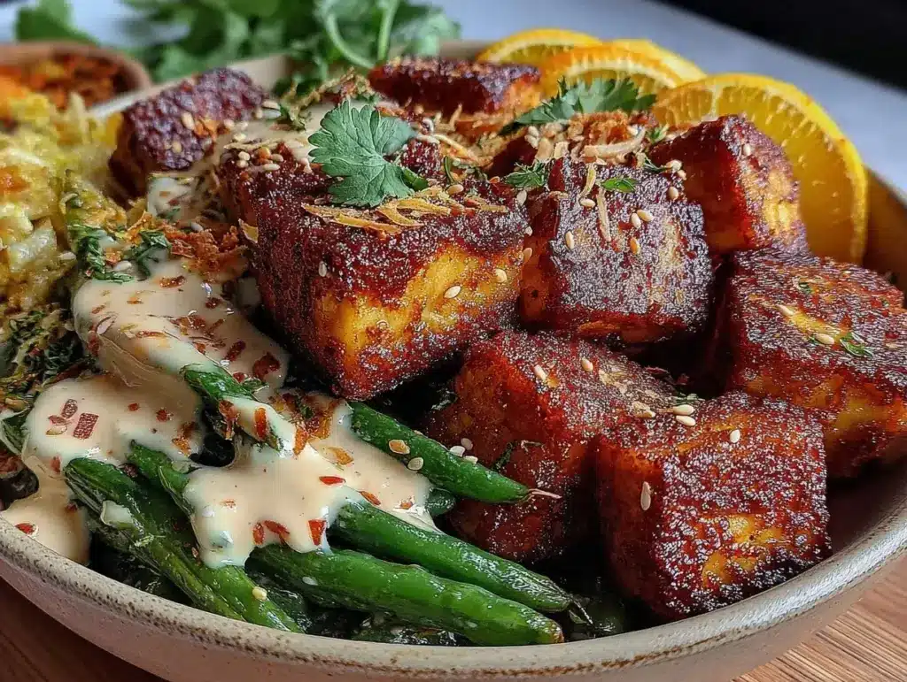 zesty ginger garlic tofu - featured image