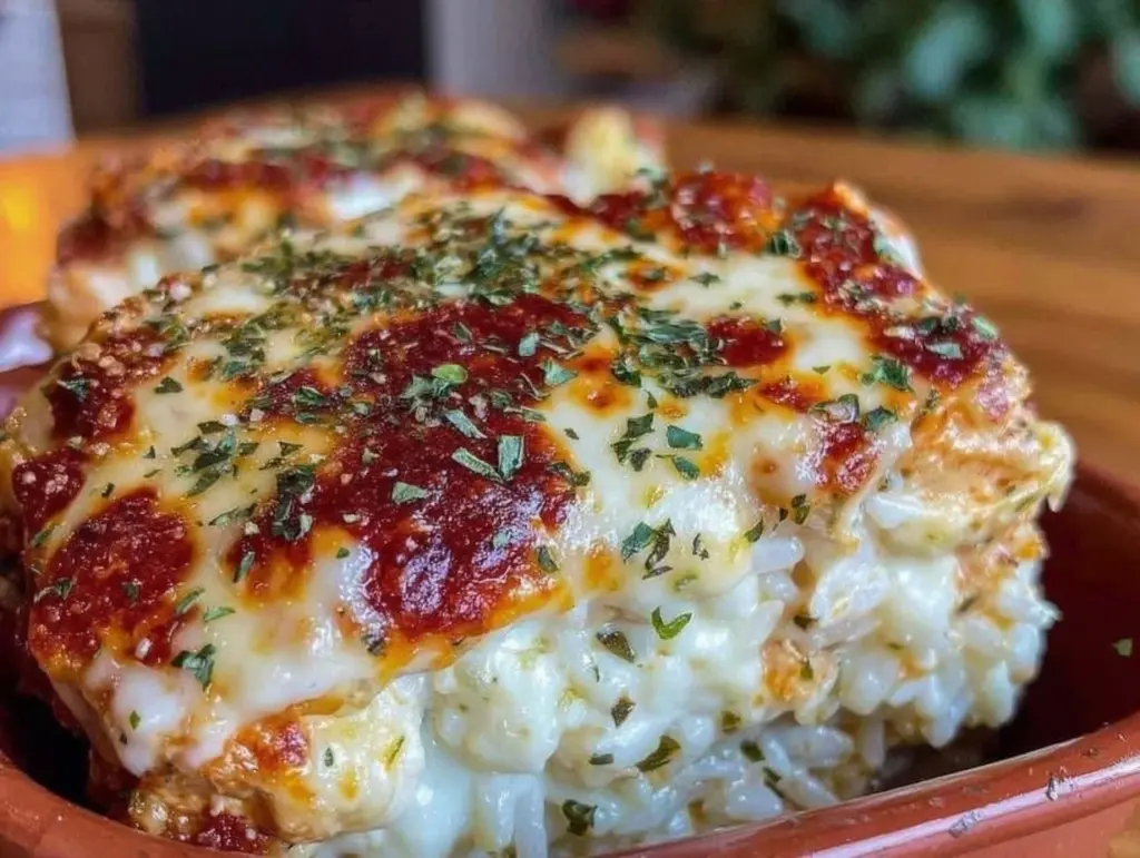 cheesy chicken and rice casserole - featured image