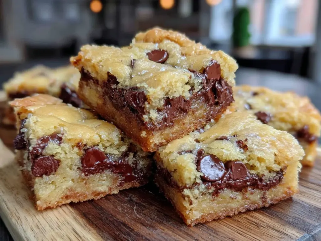 chewy chocolate chip cookie bars - featured image