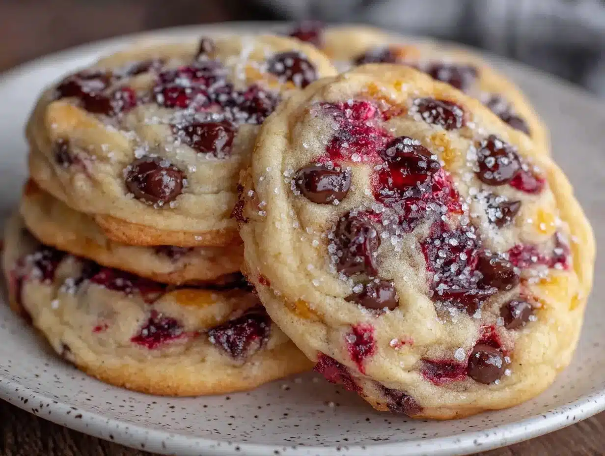 chewy raspberry chocolate chip cookies preparation steps