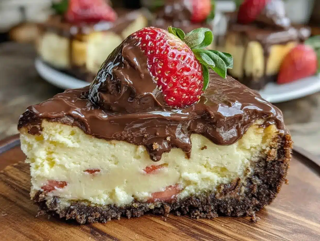 chocolate covered strawberry cheesecake preparation steps
