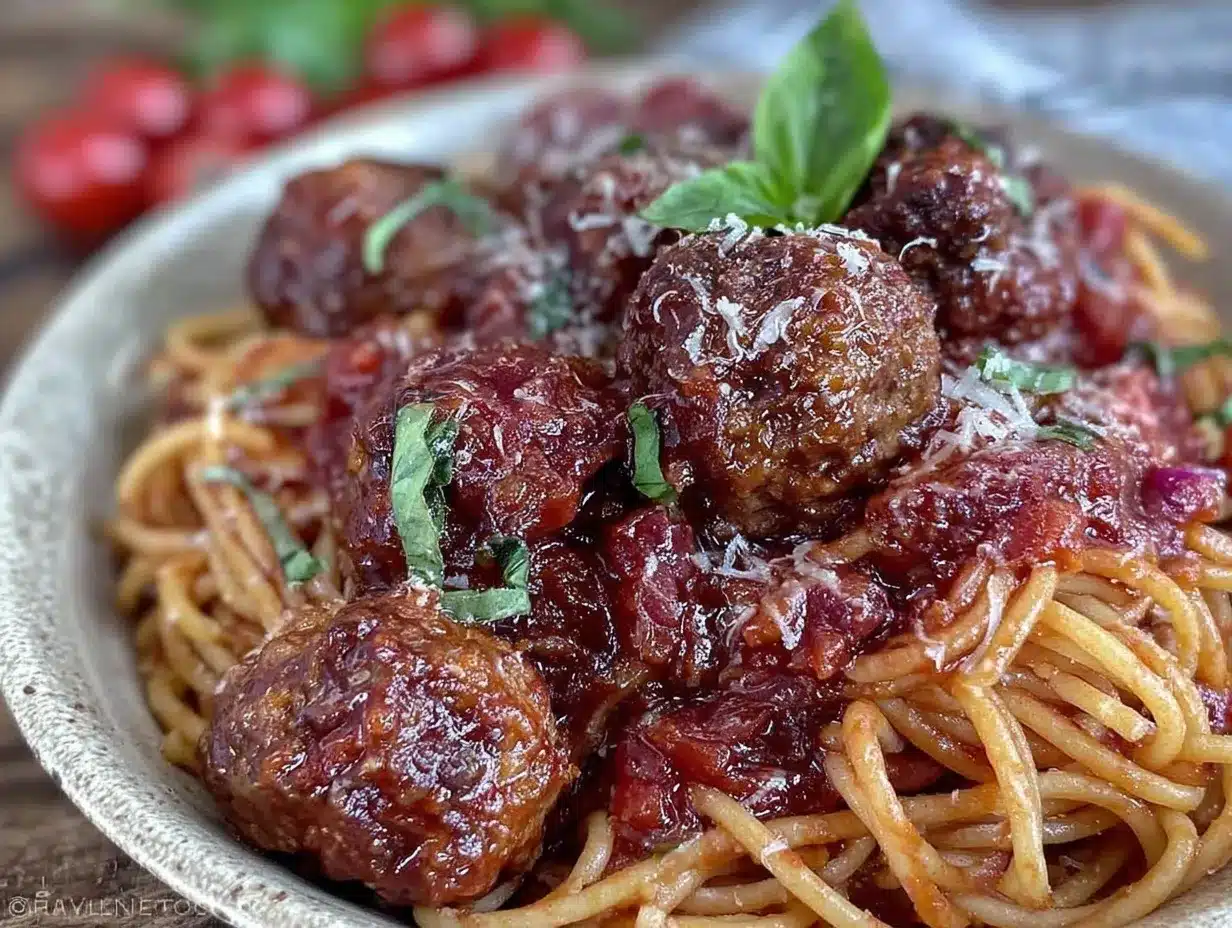 classic spaghetti and juicy meatballs preparation steps