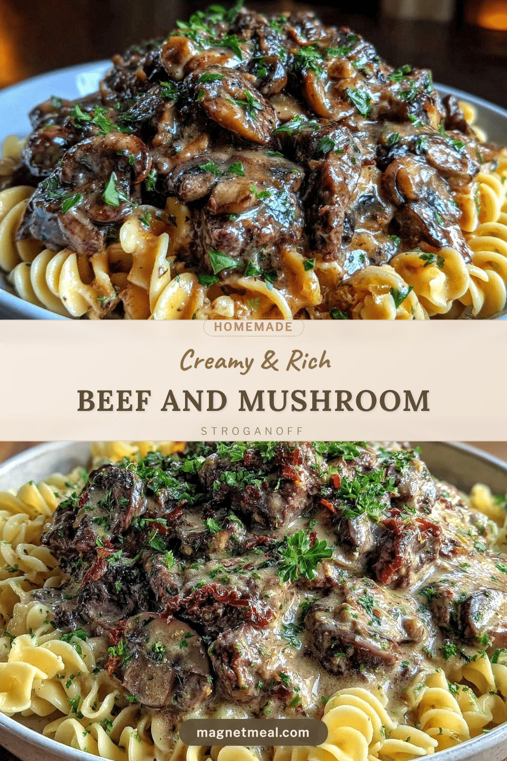 creamy beef and mushroom stroganoff recipe
