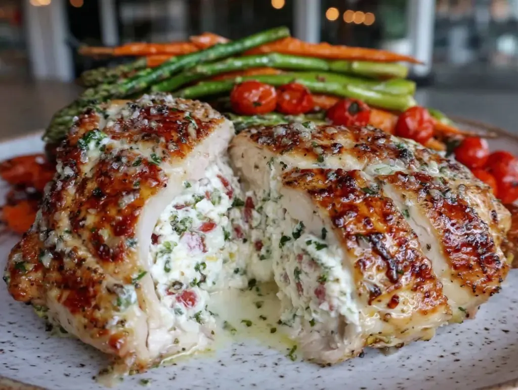 creamy boursin stuffed chicken breast - featured image