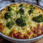 creamy broccoli rice casserole - featured image