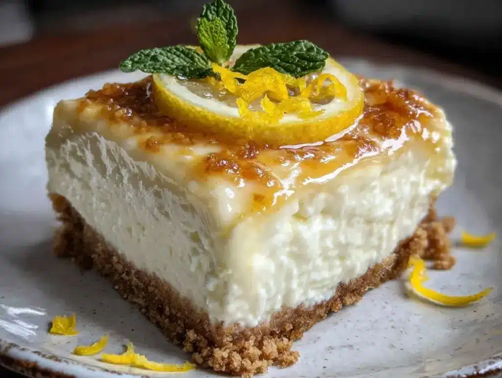 creamy lemon bar cheesecake - featured image