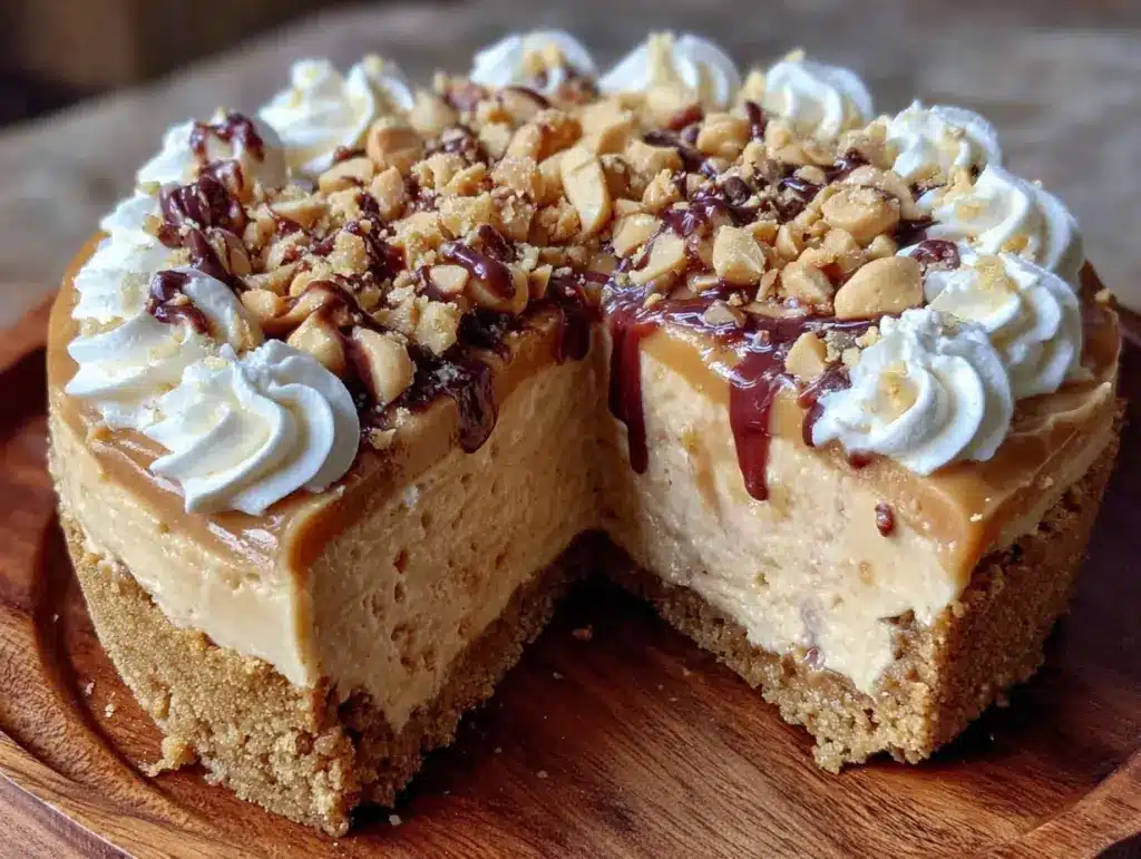 creamy no-bake peanut butter pie recipe - featured image