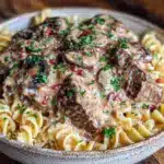 creamy one-pot beef stroganoff - featured image