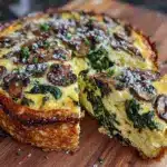 creamy spinach and mushroom quiche - featured image