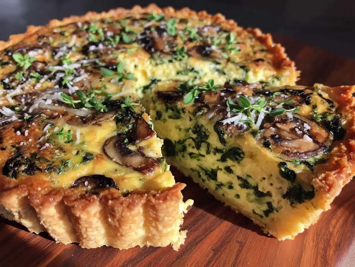 creamy spinach and mushroom quiche preparation steps
