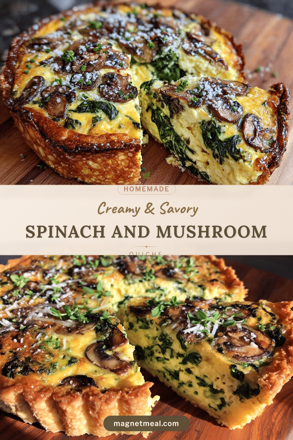creamy spinach and mushroom quiche recipe