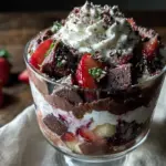 creamy strawberry chocolate trifle - featured image