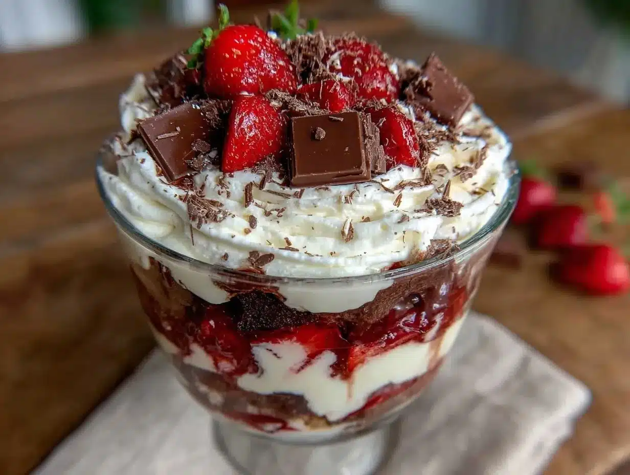 creamy strawberry chocolate trifle preparation steps