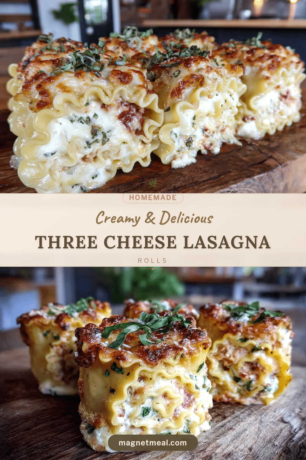 creamy three cheese lasagna rolls recipe