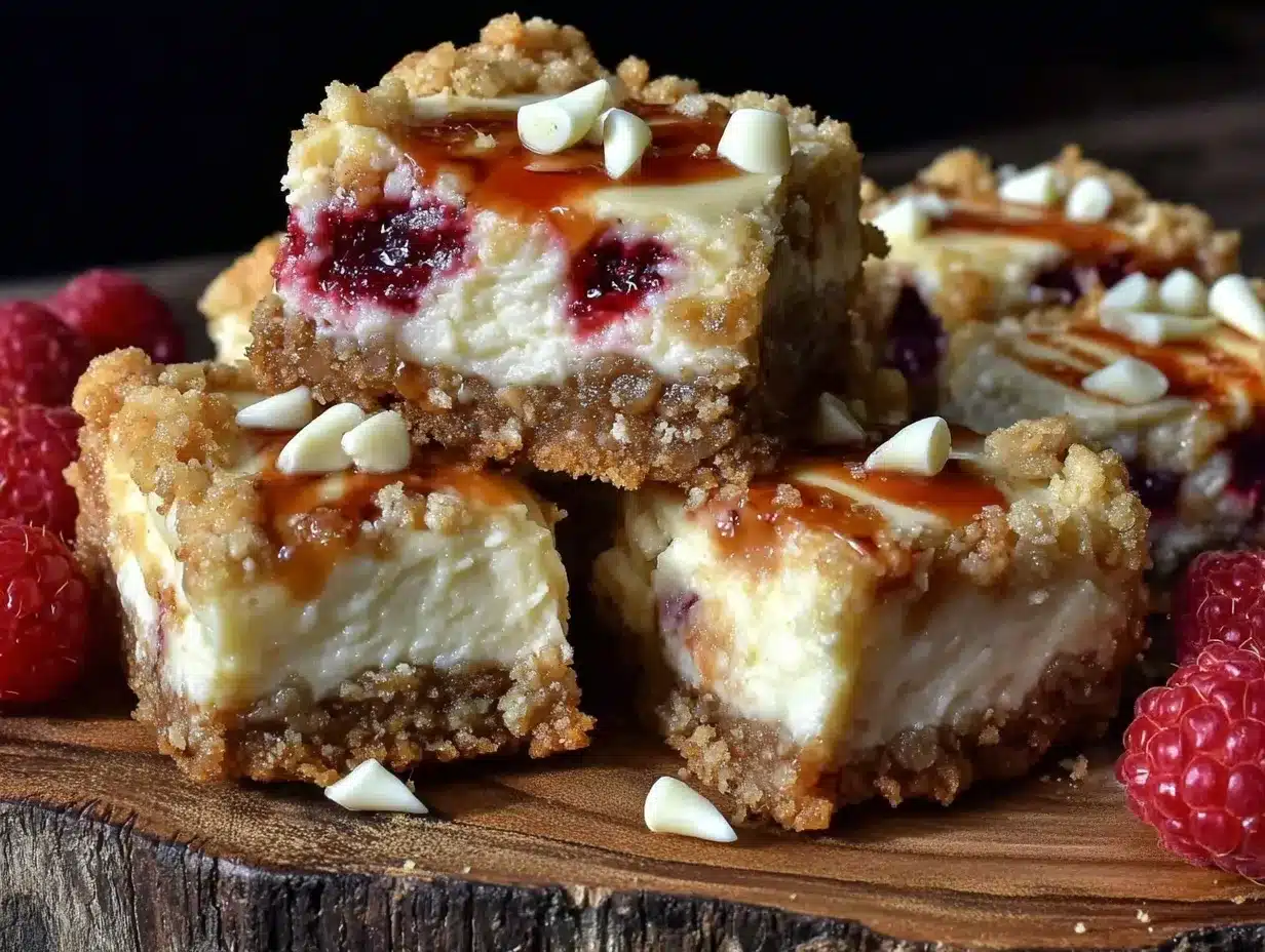 creamy white chocolate raspberry cheesecake bars preparation steps