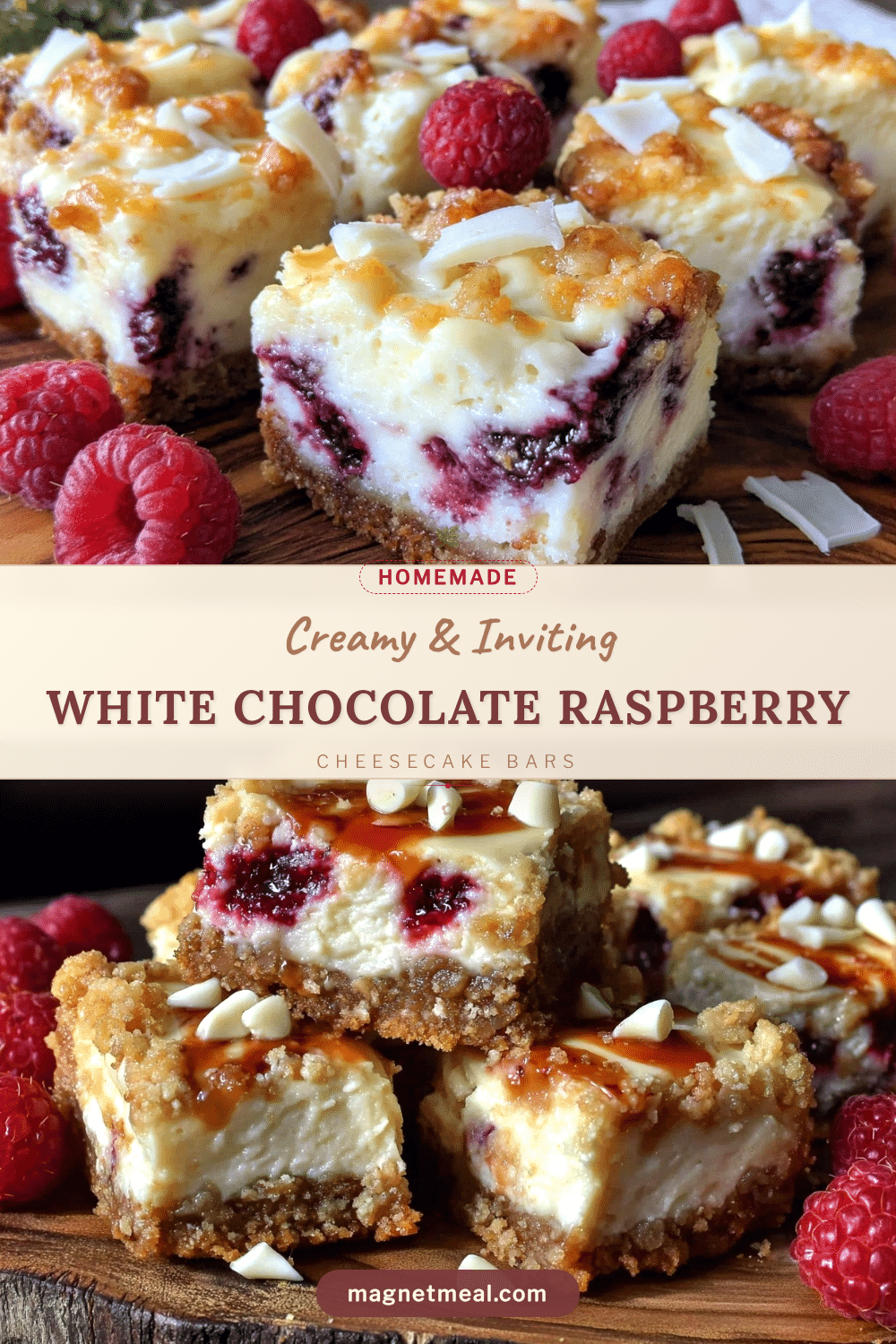 creamy white chocolate raspberry cheesecake bars recipe