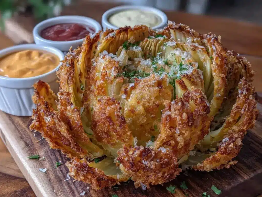 crispy air fryer blooming onion - featured image