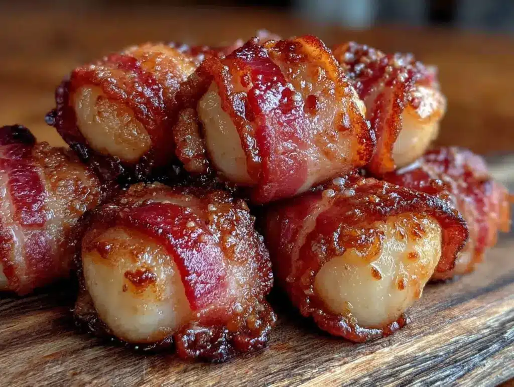 crispy bacon wrapped water chestnuts - featured image
