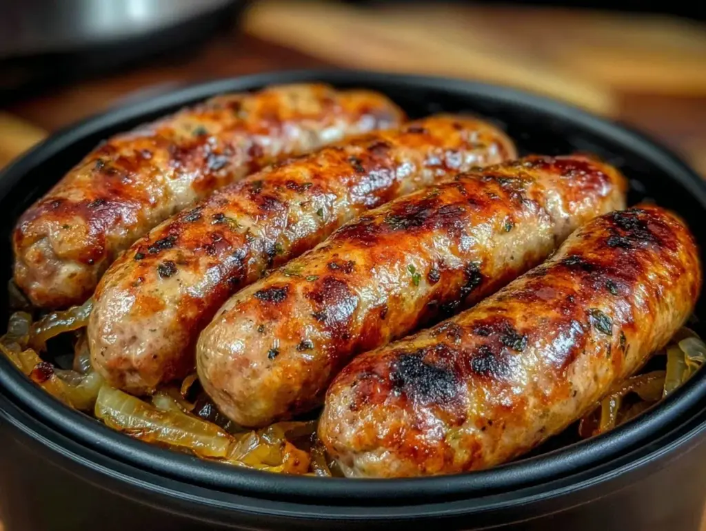 crispy beer brats air fryer recipe - featured image