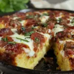 crispy cast iron pan pizza - featured image