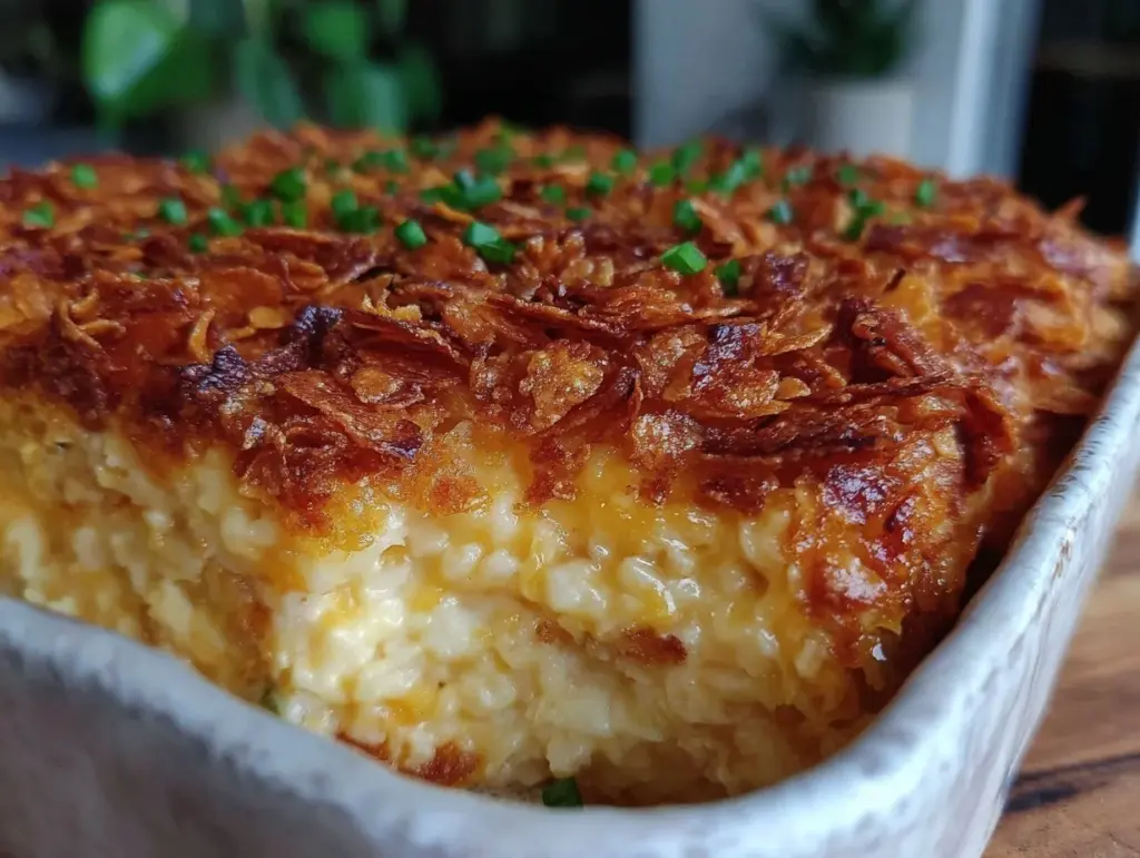 crispy cheesy funeral potatoes casserole - featured image