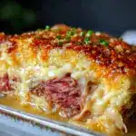 crispy corned beef reuben casserole - featured image