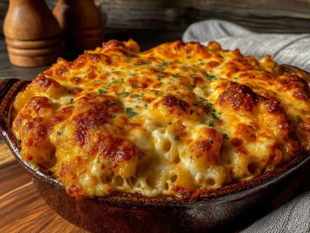 crispy four cheese pasta bake - featured image