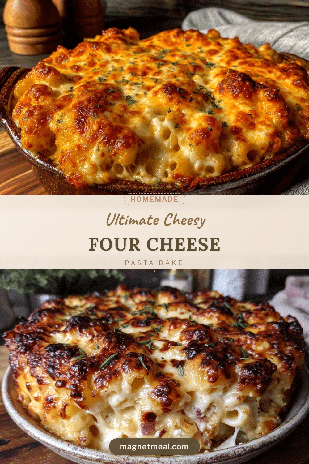 crispy four cheese pasta bake recipe