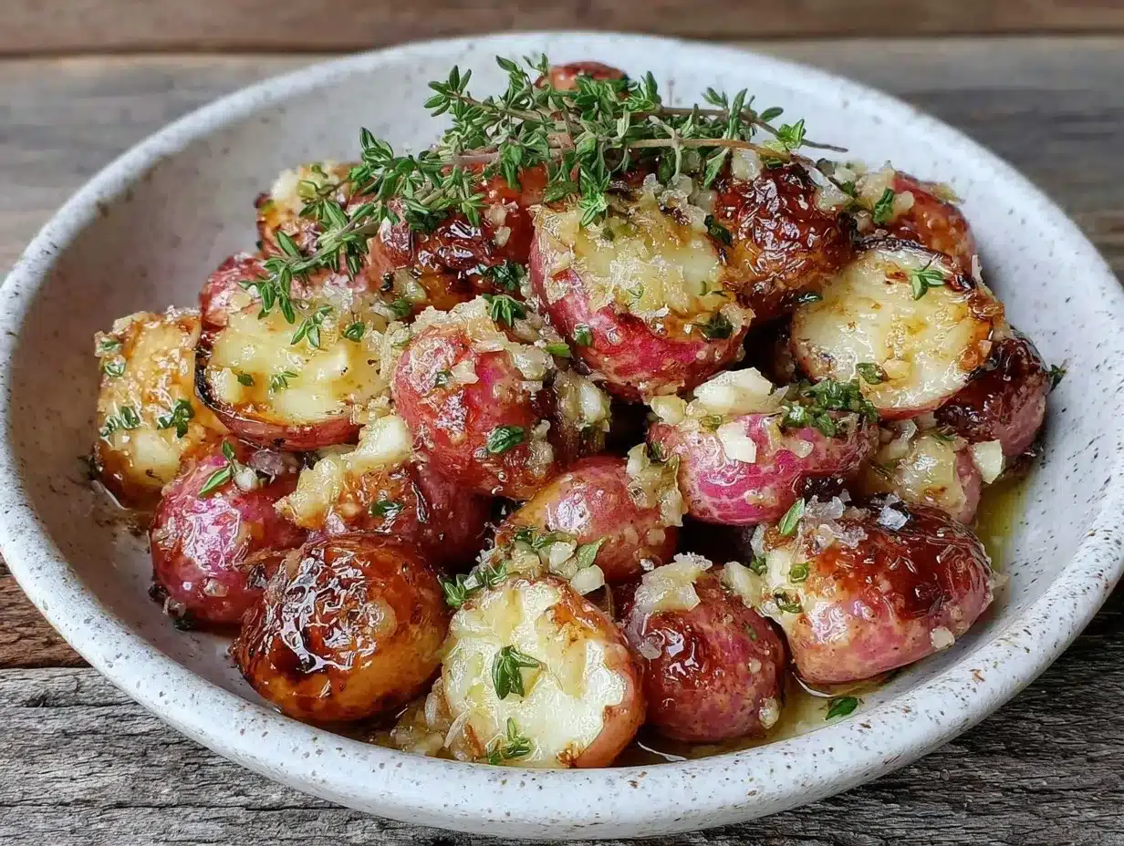 crispy garlic roasted radishes preparation steps