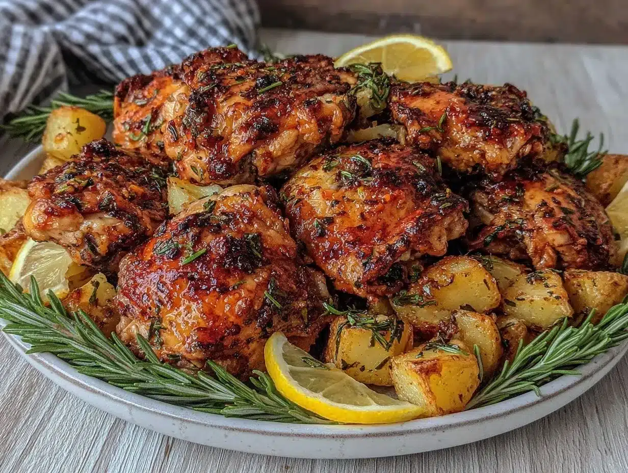 crispy greek lemon chicken with potatoes preparation steps