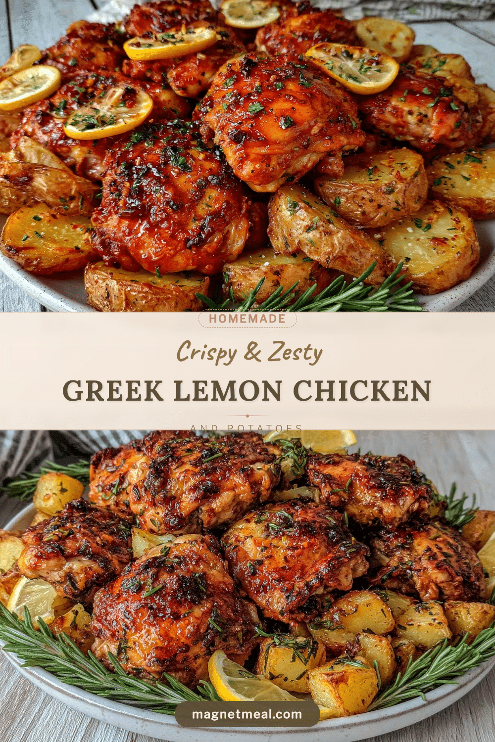 crispy greek lemon chicken with potatoes recipe