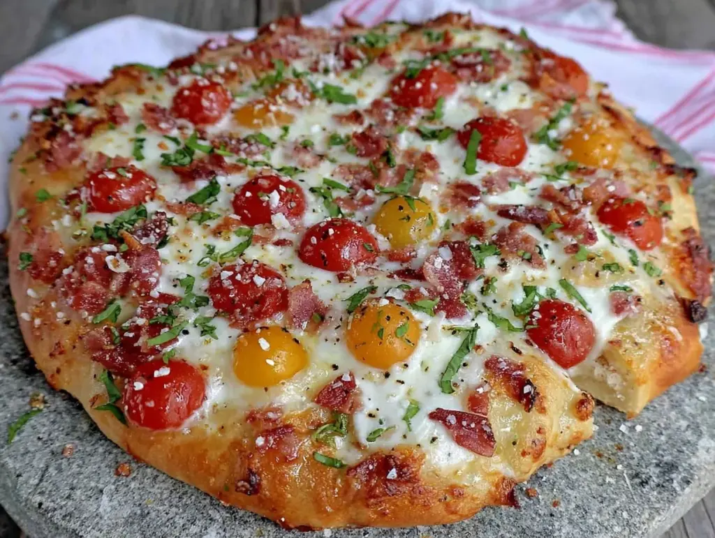crispy grilled pizza on stone - featured image