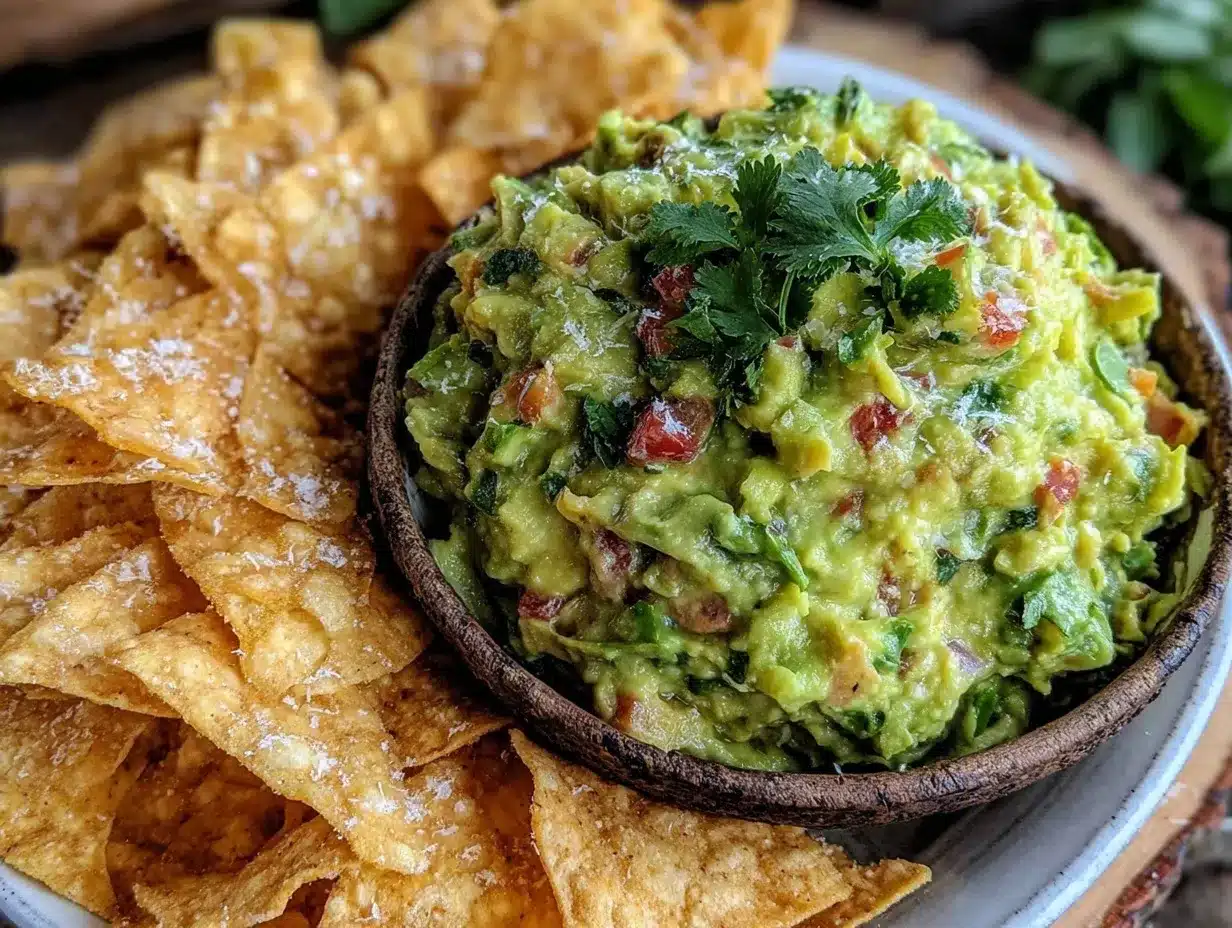 crispy guacamole with homemade tortilla chips preparation steps