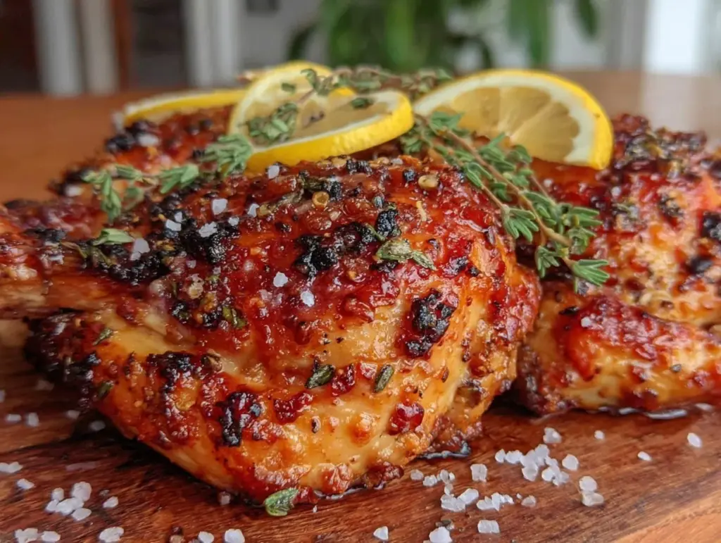 crispy lemon thyme roasted chicken - featured image