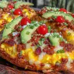 crispy loaded breakfast pizza - featured image