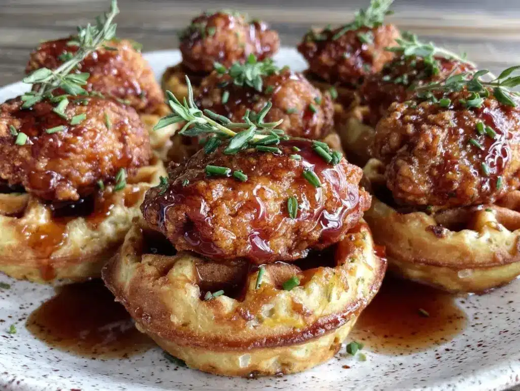 crispy mini chicken and waffle bites - featured image