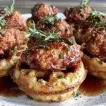 crispy mini chicken and waffle bites - featured image