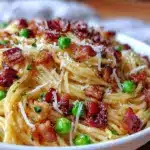 crispy pea and pancetta pasta - featured image