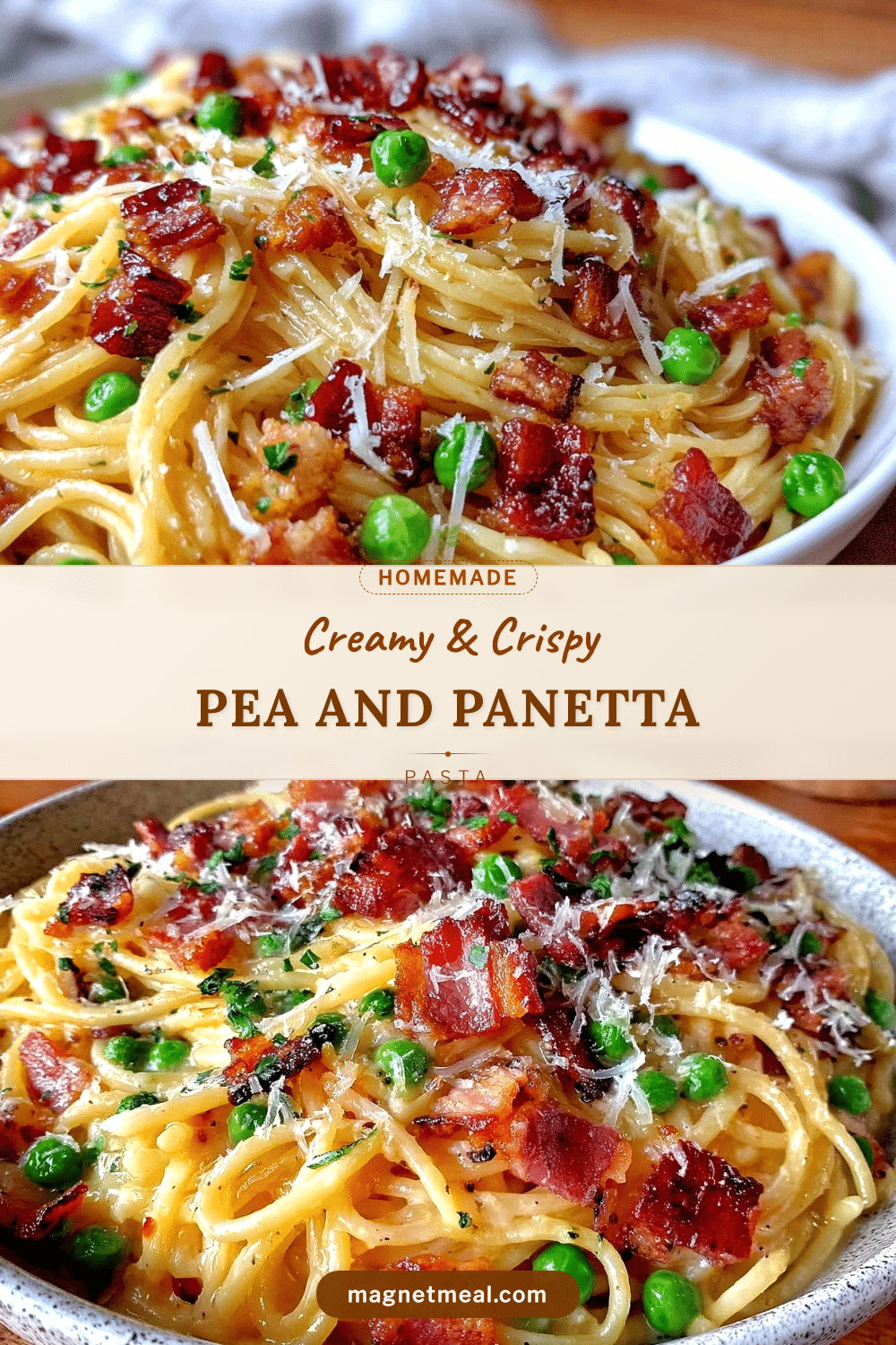 crispy pea and pancetta pasta recipe
