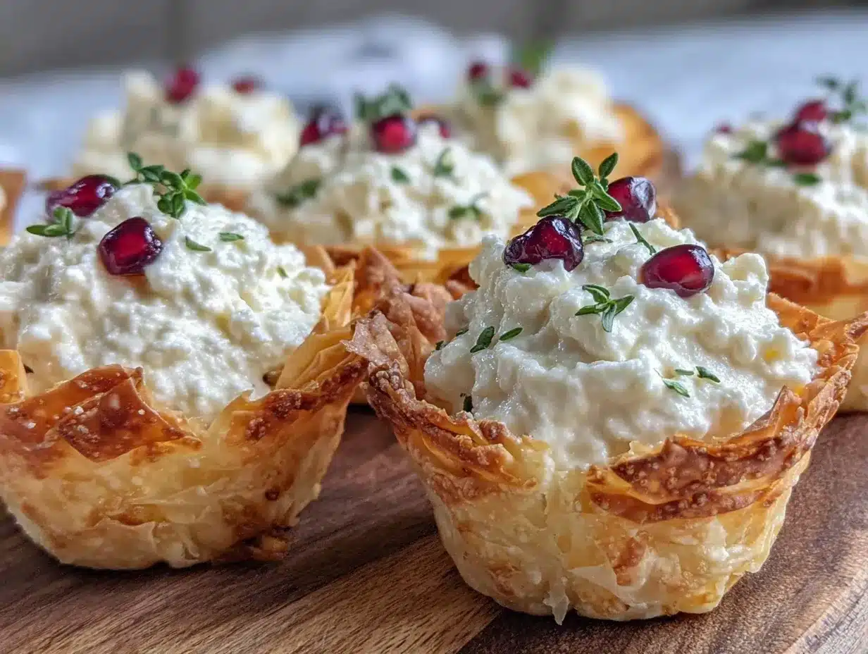 crispy phyllo cups with whipped feta preparation steps