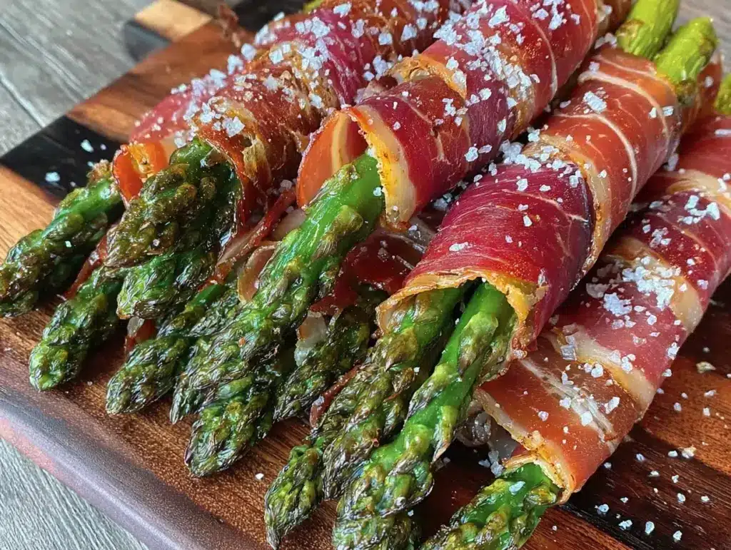crispy prosciutto wrapped asparagus bites - featured image