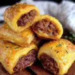 crispy puff pastry sausage rolls - featured image