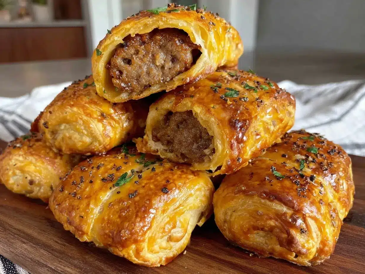 crispy puff pastry sausage rolls preparation steps