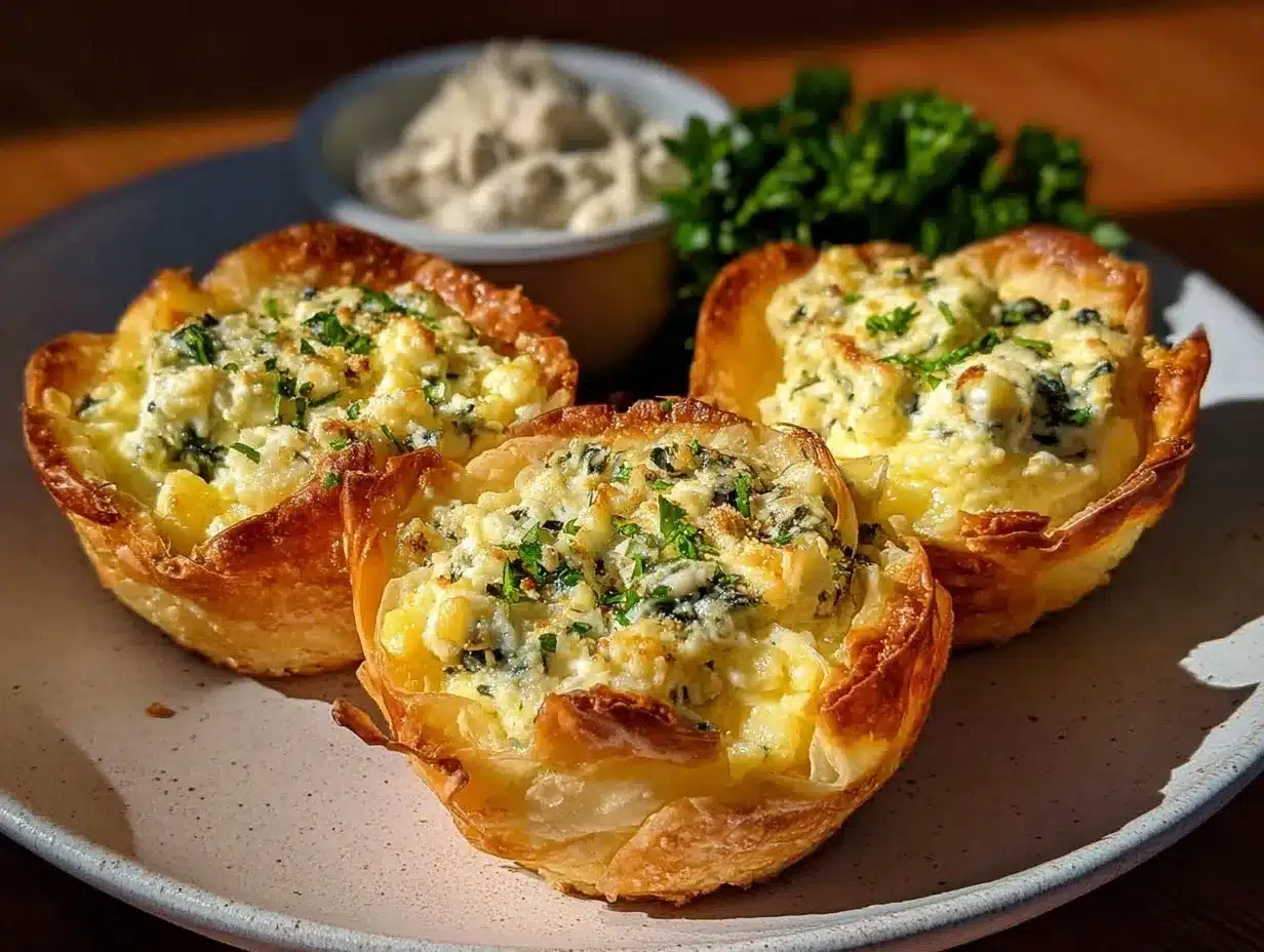crispy spinach artichoke phyllo cups preparation steps